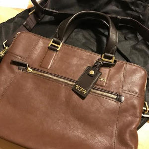Tumi Harrison Seneca Slim Briefcase Unisex Brown